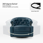 Felipe Modern Genuine Leather Swivel Chair With Tufted Back Set of 2 By HULALA HOME