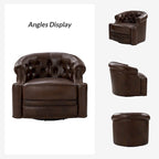 Felipe Modern Genuine Leather Swivel Chair With Tufted Back Set of 2 By HULALA HOME