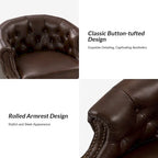 Felipe Modern Genuine Leather Swivel Chair With Tufted Back Set of 2 By HULALA HOME