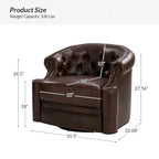 Felipe Modern Genuine Leather Swivel Chair With Tufted Back Set of 2 By HULALA HOME