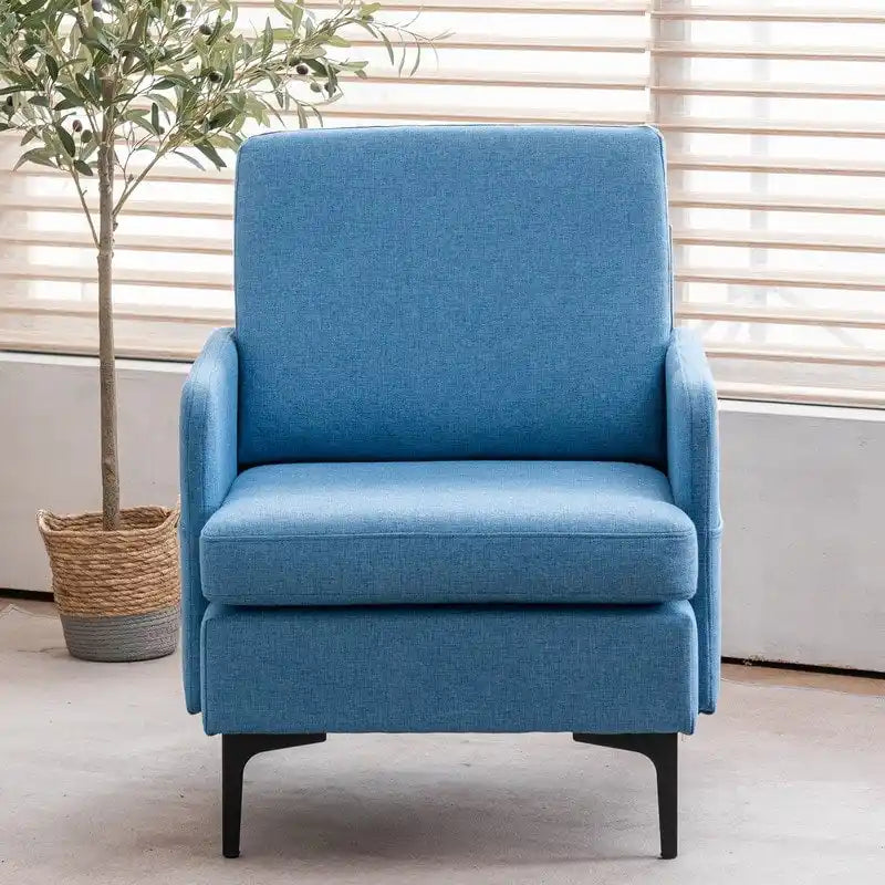 Sillón decorativo con brazos tapizado de tela, disponible en 4 colores
