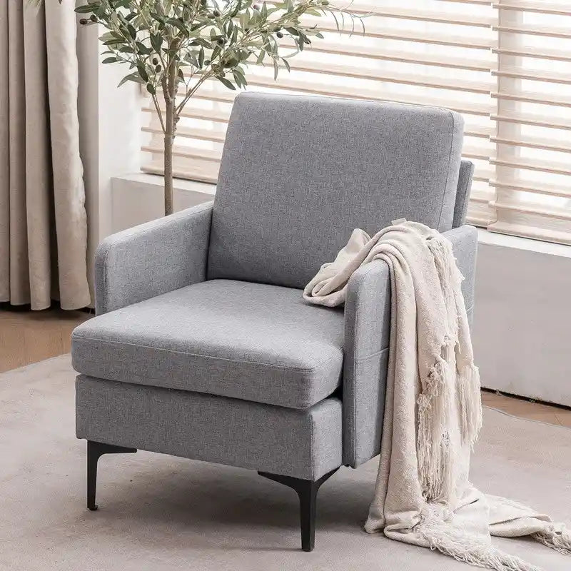 Sillón decorativo con brazos tapizado de tela, disponible en 4 colores