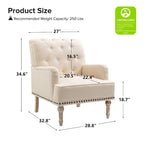 Geltrude Classic Upholstered Accent Arm Chair with Button Tufted Back by HULALA HOME