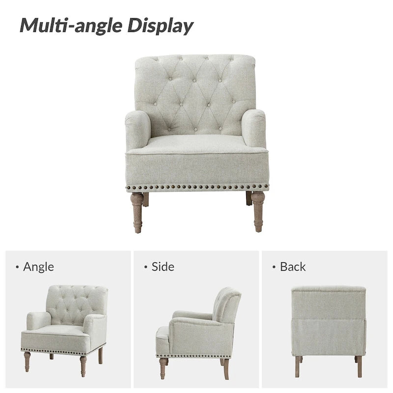 Geltrude Classic Upholstered Accent Arm Chair with Button Tufted Back by HULALA HOME