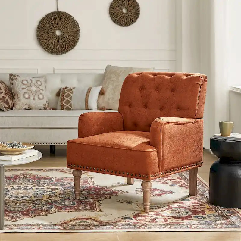 Geltrude Classic Upholstered Accent Arm Chair with Button Tufted Back by HULALA HOME