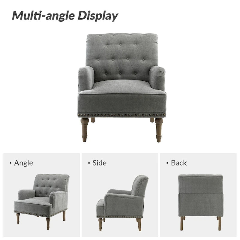 Geltrude Classic Upholstered Accent Arm Chair with Button Tufted Back by HULALA HOME