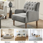 Geltrude Classic Upholstered Accent Arm Chair with Button Tufted Back by HULALA HOME