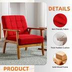 Linen/PU Upholstered Tufted Living Room/Bedroom Accent Chair With Wood Legs