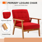 Linen/PU Upholstered Tufted Living Room/Bedroom Accent Chair With Wood Legs