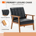 Linen/PU Upholstered Tufted Living Room/Bedroom Accent Chair With Wood Legs