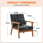 Linen/PU Upholstered Tufted Living Room/Bedroom Accent Chair With Wood Legs