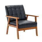 Linen/PU Upholstered Tufted Living Room/Bedroom Accent Chair With Wood Legs