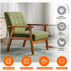 Linen/PU Upholstered Tufted Living Room/Bedroom Accent Chair With Wood Legs