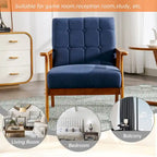 Linen/PU Upholstered Tufted Living Room/Bedroom Accent Chair With Wood Legs