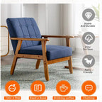 Linen/PU Upholstered Tufted Living Room/Bedroom Accent Chair With Wood Legs