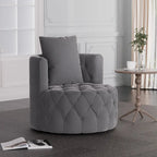 360 Degree Swivel Armchair, Modern Velvet Barrel Chair with one pillow, Oversized Round Accent Chair by Morden Fort