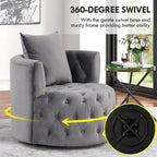 360 Degree Swivel Armchair, Modern Velvet Barrel Chair with one pillow, Oversized Round Accent Chair by Morden Fort