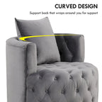 360 Degree Swivel Armchair, Modern Velvet Barrel Chair with one pillow, Oversized Round Accent Chair by Morden Fort