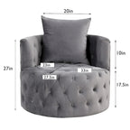 360 Degree Swivel Armchair, Modern Velvet Barrel Chair with one pillow, Oversized Round Accent Chair by Morden Fort