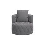 360 Degree Swivel Armchair, Modern Velvet Barrel Chair with one pillow, Oversized Round Accent Chair by Morden Fort