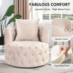 360 Degree Swivel Armchair, Modern Velvet Barrel Chair with one pillow, Oversized Round Accent Chair by Morden Fort