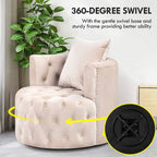 360 Degree Swivel Armchair, Modern Velvet Barrel Chair with one pillow, Oversized Round Accent Chair by Morden Fort