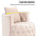 360 Degree Swivel Armchair, Modern Velvet Barrel Chair with one pillow, Oversized Round Accent Chair by Morden Fort