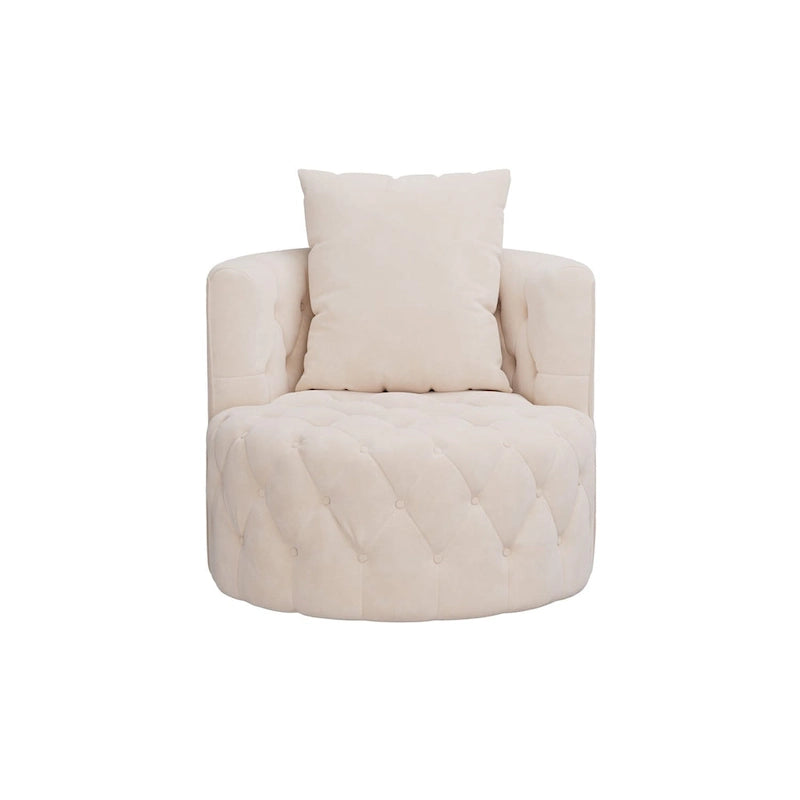 360 Degree Swivel Armchair, Modern Velvet Barrel Chair with one pillow, Oversized Round Accent Chair by Morden Fort