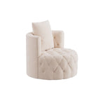 360 Degree Swivel Armchair, Modern Velvet Barrel Chair with one pillow, Oversized Round Accent Chair by Morden Fort