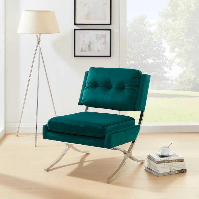 Art Leon silla decorativa moderna y cómoda de terciopelo sin brazos