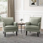 Nileus Modern Classic Polyester Accent Chair with Solid Wooden Legs Set of 2 by HULALA HOME