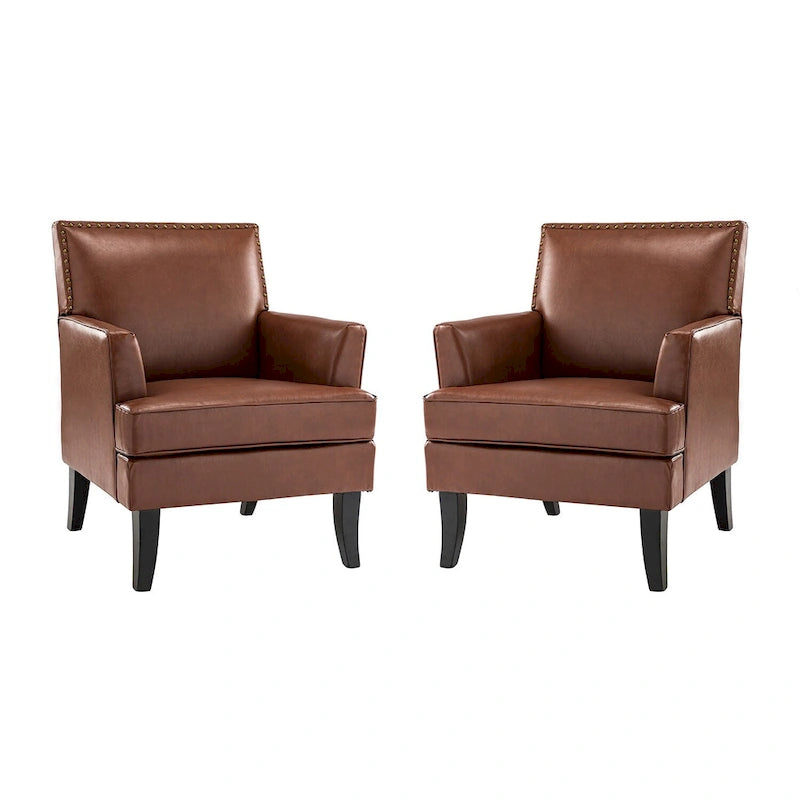 Nileus Modern Classic Polyester Accent Chair with Solid Wooden Legs Set of 2 by HULALA HOME