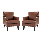 Nileus Modern Classic Polyester Accent Chair with Solid Wooden Legs Set of 2 by HULALA HOME