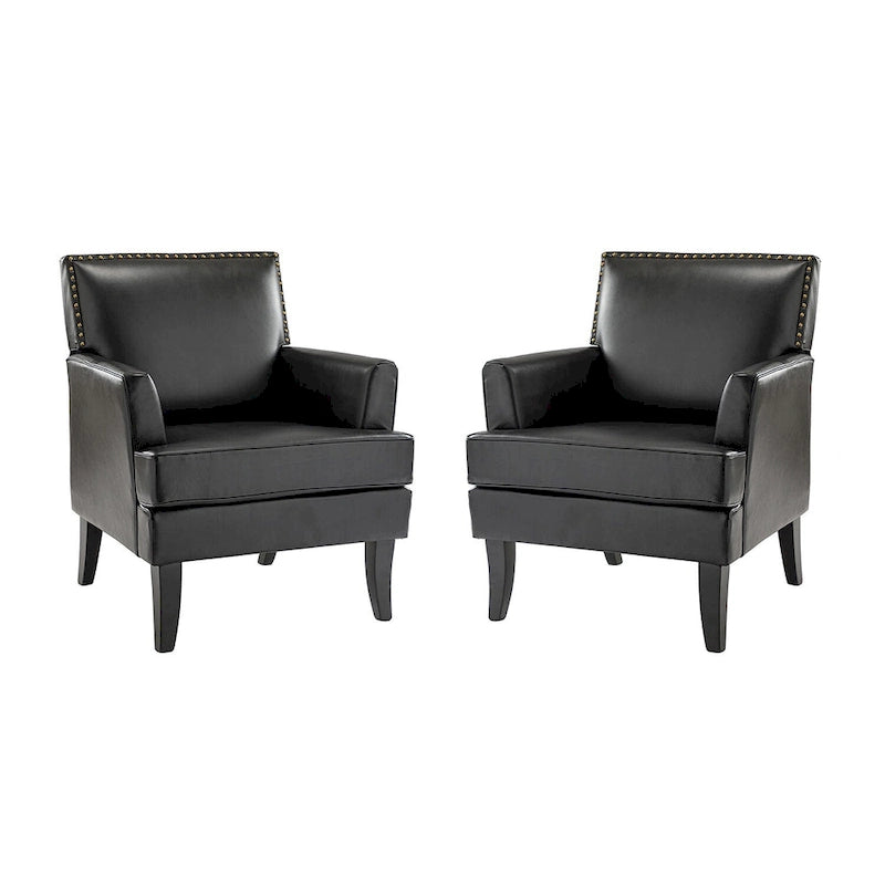 Nileus Modern Classic Polyester Accent Chair with Solid Wooden Legs Set of 2 by HULALA HOME