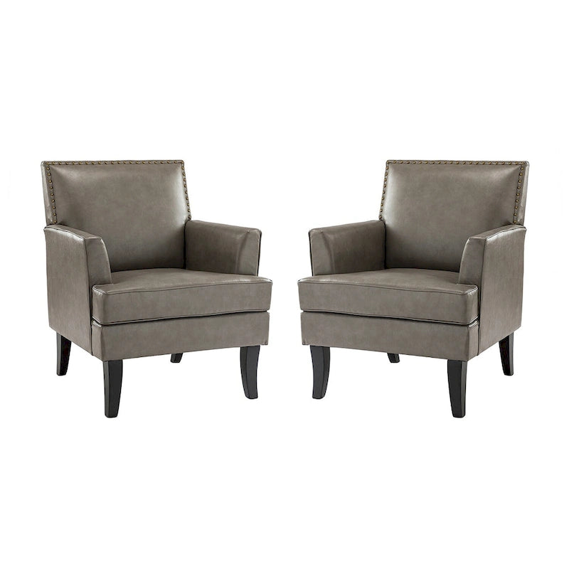 Nileus Modern Classic Polyester Accent Chair with Solid Wooden Legs Set of 2 by HULALA HOME