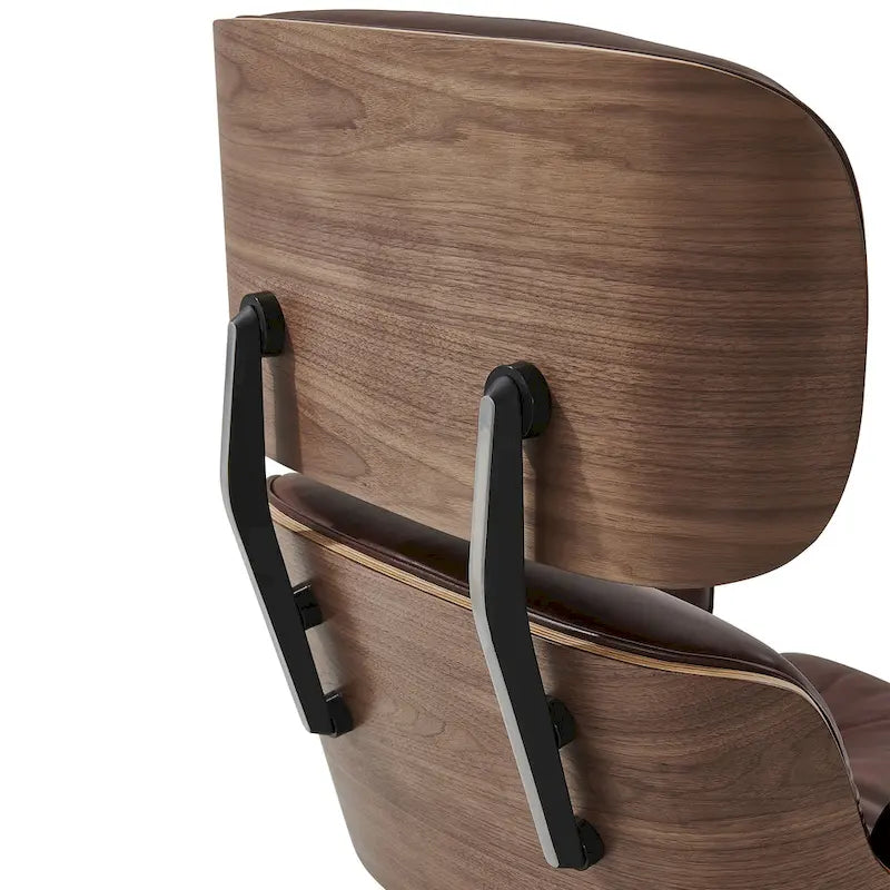 Mid-century Modern PU High-back Swivel Lounge Chair with Ottoman for Living Room and Bedroom