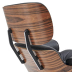 Mid-century Modern PU High-back Swivel Lounge Chair with Ottoman for Living Room and Bedroom