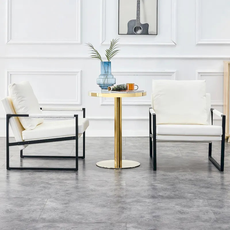 Juego de 2 sillones decorativos modernos de terciopelo con brazos tipo hamaca de lino Ouyessir