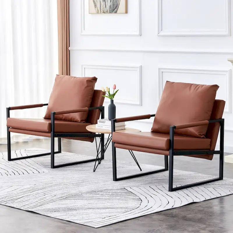 Juego de 2 sillones decorativos modernos de terciopelo con brazos tipo hamaca de lino Ouyessir