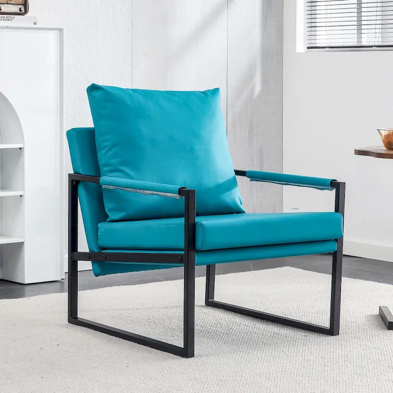 Ouyessir Set of 2 Modern Velvet Accent Chair Linen Sling ArmChair