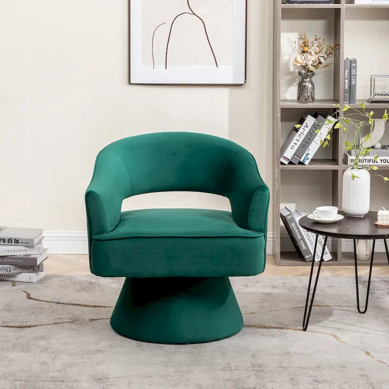 Sillón barril giratorio de terciopelo moderno SEYNAR Modren para la sala de estar, con respaldo capitonado