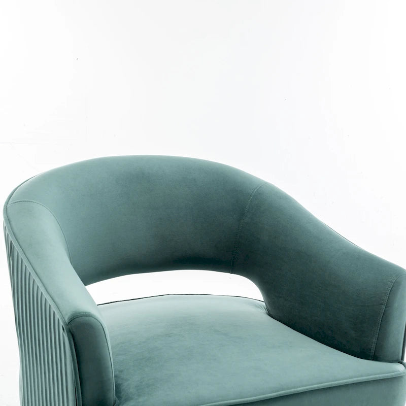 SEYNAR Modren Velvet Living Room Swivel Arm Barrel Chair with Tufted Back