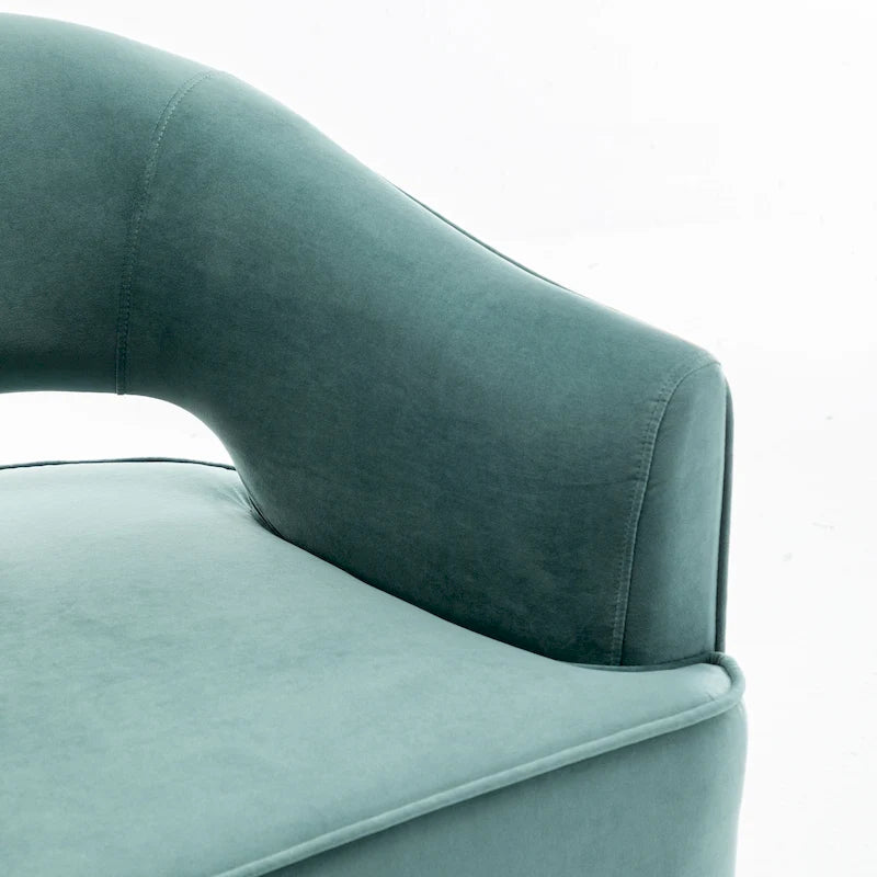 SEYNAR Modren Velvet Living Room Swivel Arm Barrel Chair with Tufted Back