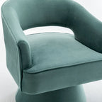 SEYNAR Modren Velvet Living Room Swivel Arm Barrel Chair with Tufted Back
