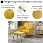 Velvet Accent Chair with Adjustable Armrests and Backrest, Button Tufted Lounge Chair, Single Recliner Armchair with Ottoman