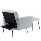 Velvet Accent Chair with Adjustable Armrests and Backrest, Button Tufted Lounge Chair, Single Recliner Armchair with Ottoman