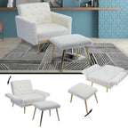 Velvet Accent Chair with Adjustable Armrests and Backrest, Button Tufted Lounge Chair, Single Recliner Armchair with Ottoman