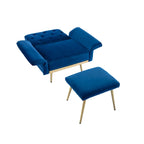 Velvet Accent Chair with Adjustable Armrests and Backrest, Button Tufted Lounge Chair, Single Recliner Armchair with Ottoman