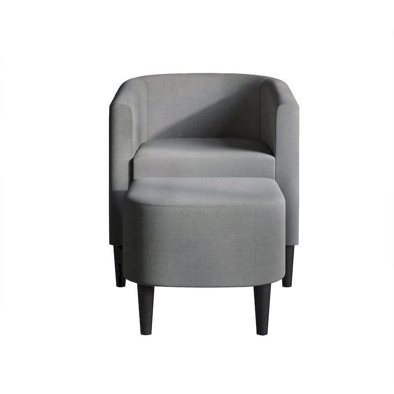 Silla decorativa contemporánea tapizada en lino CraftPorch con otomana