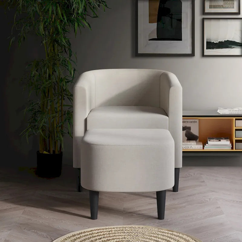 Eigentijdse met linnen beklede accentstoel met voetenbank van CraftPorch